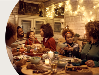 family enjoying holiday meal