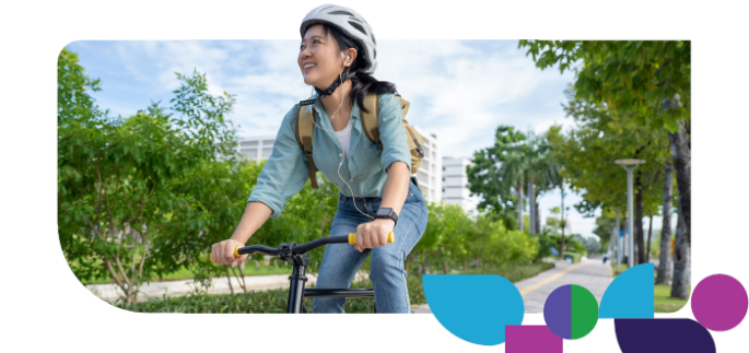 Woman riding a bike outside