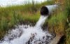 Storm water coming out of a pipe