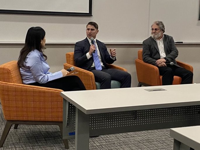 Ector County Judge Dustin Fawcett speaking on a panel